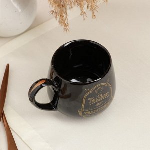 Чашка "Петелька", чёрная, золотая деколь чай, 0.35 л, микс