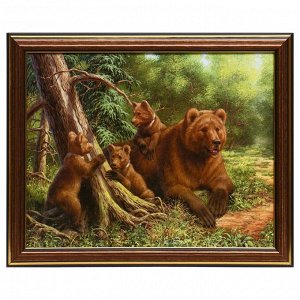 Картина "Мишки в лесу" 20х25(23,5х28,5) см