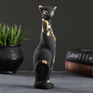 Фигура "Кошка Багира" черная, вправо, роспись 5х4х20см