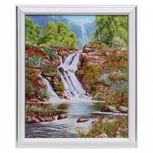 Картина "Лесной водопад" 20х25(23,5х28,5) см