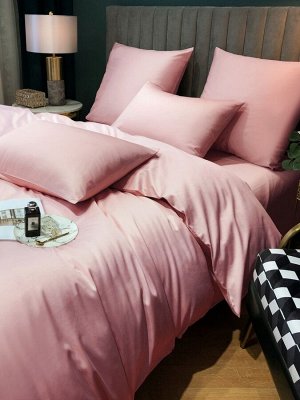 Комплект постельного белья сатин САТИН PREMIUM цвет ФЛАМИНГО  2 спальный с простыней на резинке