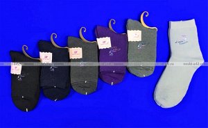 Шугуан носки женские внутри махра  ЦВЕТОЧКИ с кашемиром арт. 2675