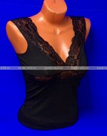 Майки женские DIVAMORE (MISSEMMA) Турция Ажур ЧЕРНЫЕ ШИРОКИЕ БРЕТЕЛИ код 6055 (9156)