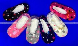 Носки-тапочки женские внутри с мехом "Звездочки"