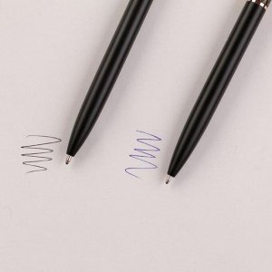 Подарочный набор ежедневник и ручки софт-тач «С новым годом» синяя и черная паста