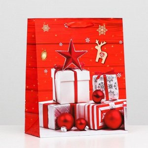 Пакет ламинированный "Новогодние подарки" 26 x 32 x 12