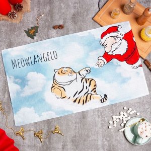 Полотенце Этель «Новый год: Meowlangelo» 40х73 см, 100% хл, вафля 160 г/м2
