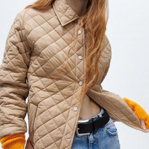 Женская тонкая стеганая куртка, цвет светло-коричневый