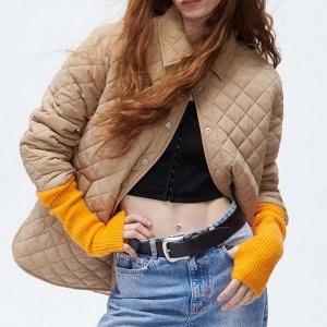 Женская тонкая стеганая куртка, цвет светло-коричневый