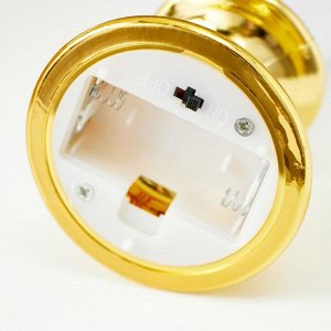 Светодиодная свеча в подсвечнике RISALUX «Большая», ночник LED с эффектом живого пламени, от батареек 2xААА, золото, 7x7x21 см