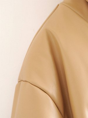 Женская куртка с капюшоном из экокожи, цвет светло-коричневый