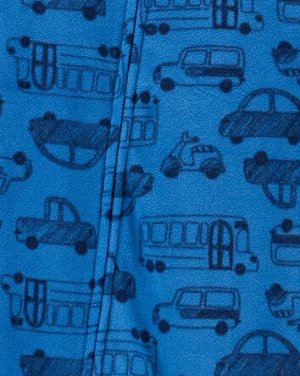 1-Piece Cars Fleece Footie PJs