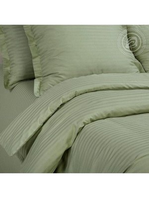 Комплект постельного белья СТРАЙП САТИН PREMIUM цвет Оливковый 1,5 спальный
