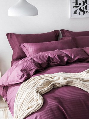 Швейный цех "Маруся" Комплект постельного белья СТРАЙП САТИН PREMIUM цвет Бордо 2 спальный