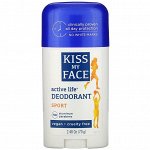 Kiss My Face, Дезодорант Active Life, Спорт, 2,48 унции (70 г)