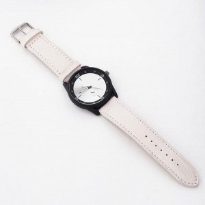 Часы наручные, d=4.5 см, белый ремешок 20 мм