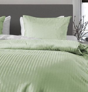 Комплект постельного белья СТРАЙП САТИН PREMIUM цвет Оливковый Евро с простыней на резинке