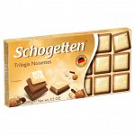 Шоколад Schogetten Шоколад Trilogia Noisettes / Шогеттен белый с грильяжем и фундуком 100 гр