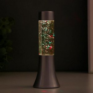Светильник «Блеск цилиндра» LED, лава, блёстки, от батареек 3хLR44 серебро 18 см RISALUX