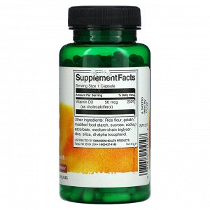 Swanson, Витамин D3, 2000 МЕ, 250 капсул