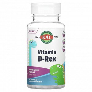 KAL, Vitamin D-Rex, витамин D со вкусом жевательной резинки, 90 жевательных таблеток