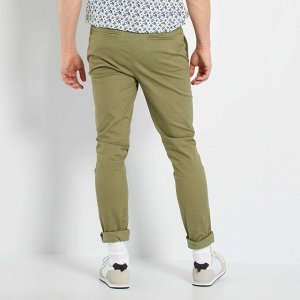 Узкие брюки-чинос L36 на рост более 1м 90 см - зеленый лишайник