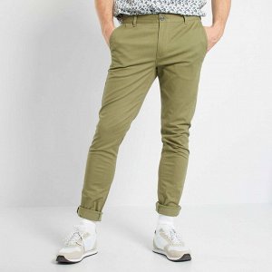 Узкие брюки-чинос L38 на рост более 1м 95 см - зеленый лишайник