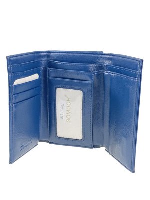 Женский кошелек с фермуаром из натуральной кожи, цвет синий