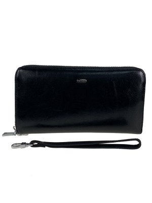 Женский кошелёк-портмоне из натуральной кожи, цвет черный