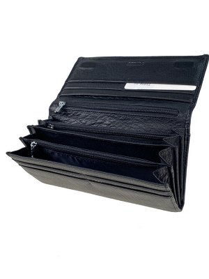 Женский кошелёк-портмоне из мягкой натуральной кожи, цвет черный