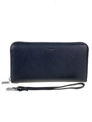 Женский кошелёк-портмоне из мягкой натуральной кожи, цвет серо синий
