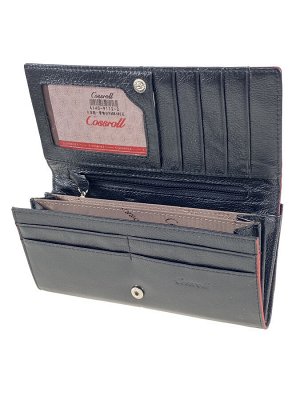 Женский кошелёк-портмоне из натуральной кожи, цвет черный