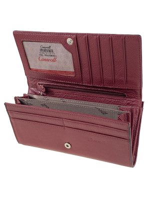 Женский кошелёк-портмоне из натуральной кожи, цвет бордо