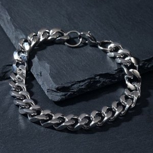 Браслет мужской "Стальной" утолщённая цепь, цвет серебро, 20,5 см