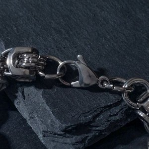Браслет мужской "Стальной" колёсики, цвет серебро, 21,5 см