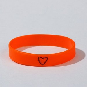 Браслет Силиконовый браслет "Нарисованное сердце" женский, цвет оранжевый, 18см