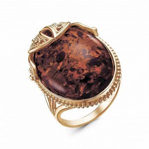 Кольцо "Янтарь", корона,  розовое золочение, 19 размер