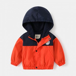 Ветровка для мальчика утепленная, цвет: темно-синий/оранжевый