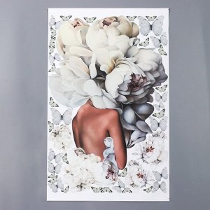 Интерьерные наклейки "Девушка цветок" 42х63 см разноцветный