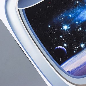 Интерьерные наклейки "Окна в космос" 25х110 см синий