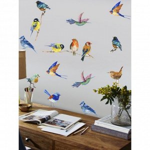 Интерьерные наклейки "Птицы" 23х100 см разноцветный