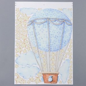 Интерьерные наклейки "Воздушный шар и звезды" 37х50 см голубые