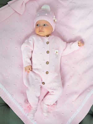 Luxury Baby Вязаный комплект &quot;Комбинезон и шапочка&quot; (розовый)