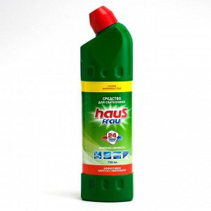 Чистящее средство для сантехники Haus Frau, гель с хлором "Хвойная свежесть" 750 мл