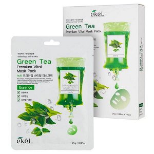 (Набор) Тканевая маска для лица с экстрактом зеленого чая Ekel Green Tea Premium Vital Mask Pack, 25г*10шт