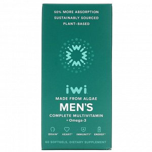 IWi, Полный комплекс мультивитаминов и омега-3 для мужчин, 60 мягких таблеток
