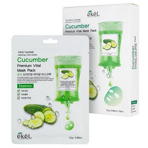 Тканевая маска с экстрактом огурца Ekel Premium Vital Mask Pack Cucumber, 25г*10шт