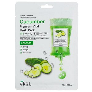 Тканевая маска с огурцом Ekel  Premium Vital Mask Pack Cucumber, 25г