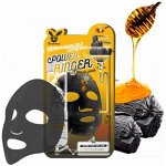 Elizavecca BLACK CHARCOAL HONEY DEEP POWER RINGER Mask Pack 1ea / Тканевая маска