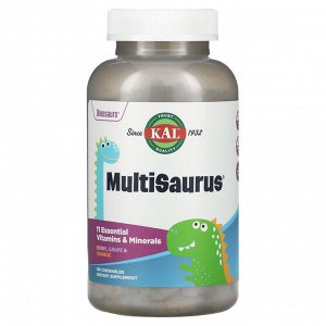 KAL, MultiSaurus, витамины и микроэлементы, со вкусом ягод, винограда и апельсина, 180 жевательных таблеток
